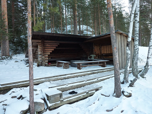 Winter fishing and picnic break on Lake Saimaa